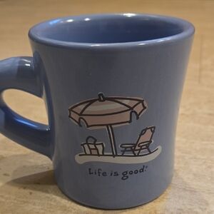 Life is Good Periwinkle Blue Beach Scene Mug